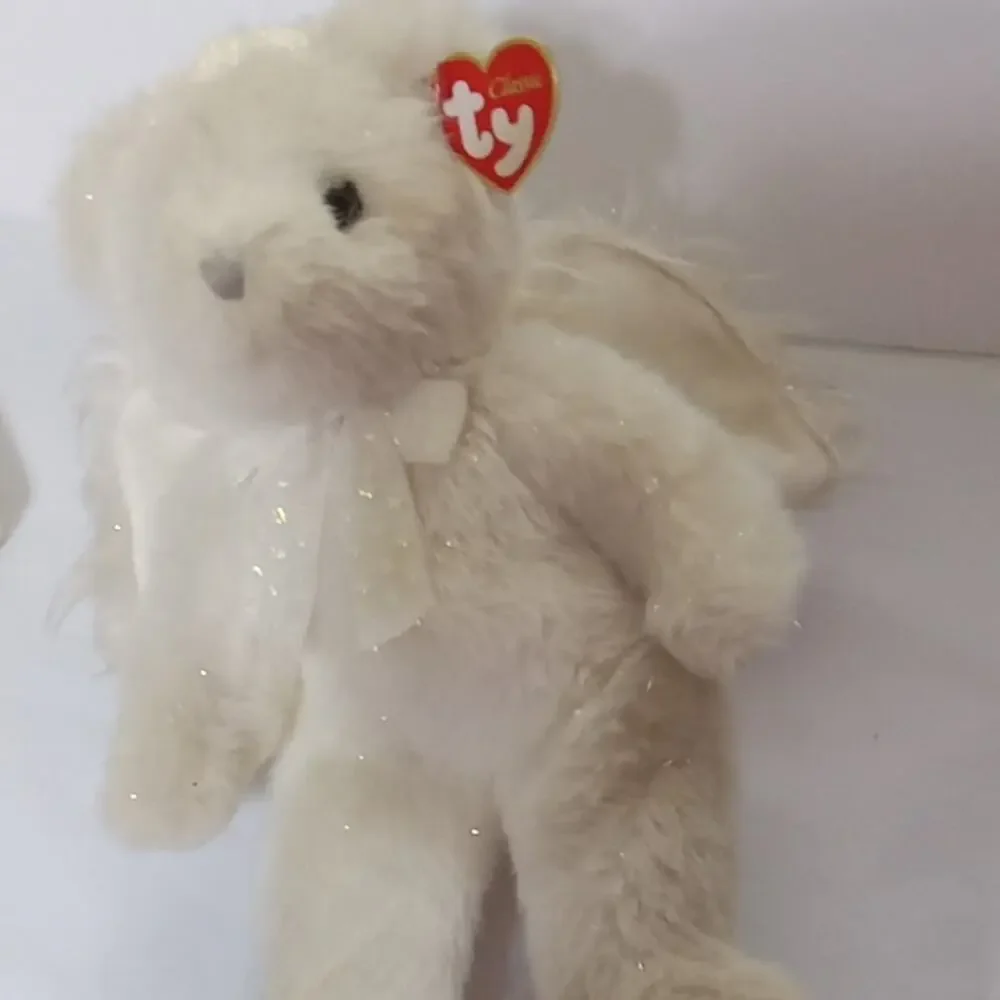 Ty Plush Bear with Cream Fur and Wings. VINTAGE
